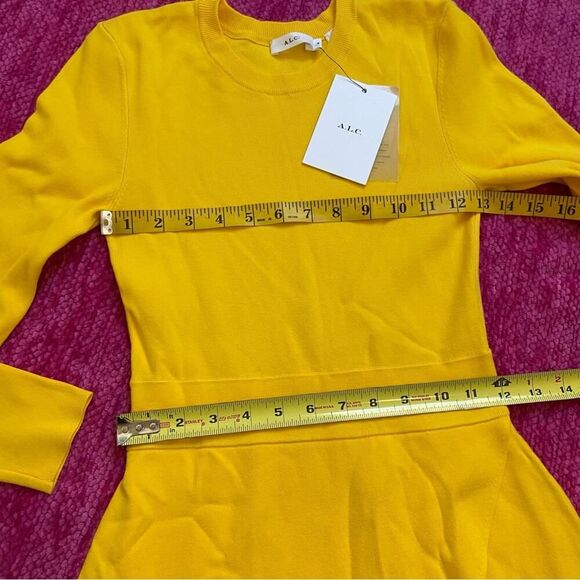 A.L.C. Hadley Knit Mini Dress Yellow Size Small - Picture 9 of 11